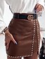 cheap Women&#039;s Skirts-Women&#039;s Skirt Work Skirts Mini PU Leather Brown Black Skirts Autumn / Fall Rivet Without Lining Streetwear Carnival Homecoming S M L