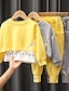Χαμηλού Κόστους Σετ-Παιδιά Κοριτσίστικα Φούτερ με κουκούλα και παντελόνι Σετ Ρούχων 2 Κομμάτια Μακρυμάνικο Γκρίζο Κίτρινο Συμπαγές Χρώμα Γράμμα Διακοπές χαριτωμένο στυλ Γλυκός 3-10 χρόνια