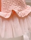 preiswerte Kleider-Kinderkleid für kleine Mädchen einfarbig A-Linienkleid für den Alltag Urlaub rosa über dem Knie kurzarm Prinzessin süße Kleider Frühling Sommer normale Passform 3-10 Jahre