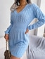 abordables robe pull-robe pull femme robe d&#039;hiver robe fourreau bleu kaki blanc manches longues couleur pure tricot hiver automne col en v mode classique manche lanterne coupe 2022 s m l robe blanche