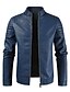 cheap Men’s Furs &amp; Leathers-Men&#039;s Faux Leather Jacket Daily Wear Work Winter Long Coat Regular Fit Warm Casual Casual Daily Jacket Long Sleeve Pure Color With Belt Black Navy Blue