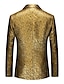 olcso Blézer és kabát-férfi divat buli csillogó fényes blézer molett normál normál szabású egyszínű egysoros egygombos arany 2024