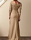 cheap Mother of the Bride Dresses-Sheath / Column Mother of the Bride Dress Elegant Bateau Neck Floor Length Chiffon Lace 3/4 Length Sleeve with Lace 2024