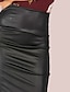 cheap Maxi Skirts-Women&#039;s Skirt Bodycon Maxi Faux Leather Black Red Blue Coffee Skirts Fall &amp; Winter Ruched Fashion Elegant Street Daily S M L