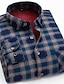 cheap Flannel Shirts-Men&#039;s Shacket Dark Red Brown Green Long Sleeve Plaid / Striped / Chevron / Round Classic Collar Fall / Winter Vacation Corporate Clothing Clothing Apparel Print