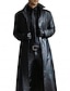 Недорогие Мужской Тренч-Мужское пальто из искусственной кожи, пальто-пыльник, зимняя длинная ветровка с лацканами, однотонное длинное пальто из искусственной кожи, теплая куртка