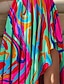 cheap Midi Dresses-Women&#039;s Swing Dress Midi Dress Midi Dress Fuchsia Sleeveless Striped Plus High Low Print Fall Winter One Shoulder Elegant Mature 2022 S M L XL