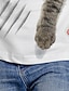 abordables camisetas 3d de niña-Niños Chica Camiseta Manga Larga Impresión 3D Animal Gato Blanco Negro Gris Niños Tops Otoño Invierno Activo Deportes Moda Exterior Diario Interior Ajuste regular 3-12 años