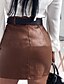 cheap Women&#039;s Skirts-Women&#039;s Skirt Work Skirts Mini PU Leather Brown Black Skirts Autumn / Fall Rivet Without Lining Streetwear Carnival Homecoming S M L