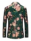 cheap Blazer&amp;Jacket-Men&#039;s Fashion Party Blazer Plus Size Regular Standard Fit Floral Single Breasted One-button Green 2024
