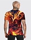 cheap Animal &amp; Muppets-Phoenix Casual Mens 3D Shirt For Festival | Red Summer Cotton | Men&#039;S Unisex Tee Graphic Prints Flame Crew Neck 3D Outdoor Street Short Sleeve Clothing Apparel Sports
