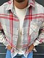 cheap Overshirts-Men&#039;s Shirt Flannel Shirt Shirt Jacket Shacket Plaid / Check Turndown Dark Gray+Red Purple Street Daily Long Sleeve Button-Down Clothing Apparel Basic Fashion Casual Comfortable