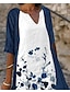 olcso Nyomtatási ruhakészletek-női ruha szett kétrészes ruha vonalas ruha midi ruha kék fél ujjú virágmintás nyári tavaszi v nyak alkalmi 2023 s m l xl xxl 3xl