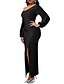 cheap Party Dresses-Women‘s Formal Party Dress Bodycon Sheath Dress Long Dress Maxi Dress Green Black Blue Long Sleeve Pure Color Backless Winter Fall Autumn One Shoulder Fashion Winter Dress Evening Party 2023 S M L