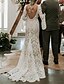 cheap Wedding Dresses-Beach Vintage Open Back Boho Wedding Dresses Mermaid / Trumpet V Neck Long Sleeve Court Train Lace Bridal Gowns With Appliques 2024