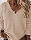ieftine Pulovere-Pentru femei Pulover pulover Săritor Striat Tricotat Tricotat Culoare pură În V Stilat Casual Concediu Ieșire Iarnă Toamnă Albastru piscină Kaki S M L / Manșon Lung / Fit regulat