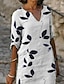 olcso Mintás ruhák-Női hétköznapi ruha Váltó ruha Midi ruha Fehér Féhosszú Falevél Nyomtatott Tavasz Ősz V-alakú Alap Laza öltözet 2023 S M L XL XXL