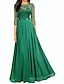Χαμηλού Κόστους Ρομαντικά Δαντελένια Φορέματα-γυναικείο φόρεμα χορού φόρεμα πάρτι φόρεμα δαντέλα μακρύ φόρεμα μάξι φόρεμα πράσινο μανίκι 3/4 καθαρό χρώμα δαντέλα καλοκαίρι άνοιξη φθινόπωρο πλήρωμα λαιμόκοψη 2023 xxl
