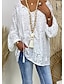 Χαμηλού Κόστους Βασικές Γυναικείες Μπλούζες-Γυναικεία Μεγάλα Μεγέθη Δαντελένιο πουκάμισο Μπλούζα Φλοράλ Δαντέλα Καθημερινά Διακοπές Εξόδου Κομψό Κομψό στυλ street Καθημερινό Μακρυμάνικο Λαιμόκοψη V Λευκό Άνοιξη Φθινόπωρο