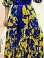 cheap Boho Dresses-Women&#039;s Swing Dress Boho Dress Long Dress Maxi Dress Blue Long Sleeve Floral Lace up Winter Fall Autumn V Neck Mature Winter Dress Weekend Fall Dress S M L XL