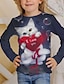 halpa tyttöjen 3d t-paidat-Lapset Tyttöjen T-paita Pitkähihainen 3D-tulostus Eläin Kissa Valkoinen Musta Harmaa Lapset Topit Syksy Talvi Aktiivinen Urheilu Muoti ulko- Päivittäin Sisällä Normaali 3-12 vuotta