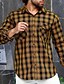 cheap Men&#039;s Casual Shirts-Men&#039;s Flannel Shirt Shirt Jacket Shacket Shirt Plaid Turndown Yellow Print Street Daily Long Sleeve Button-Down Clothing Apparel Casual Comfortable Pocket