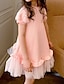 tanie Sukienki-Dziecięca sukienka dla małych dziewczynek jednokolorowa sukienka z linii codzienne wakacje różowa powyżej kolana z krótkim rękawem księżniczka śliczne sukienki wiosna lato regularny krój 3-10 lat