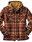 cheap Men&#039;s Downs &amp; Parkas-Men&#039;s Puffer Jacket Winter Jacket Quilted Jacket Shirt Jacket Winter Coat Warm Casual Plaid / Check Outerwear Clothing Apparel Yellow Red Dark Navy
