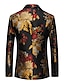 billige Blazer og jakke-moteblazer for menn pluss størrelse normal standard passform floral enkeltspent enknapps svart 2024