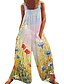 cheap Women&#039;s Overalls-Women&#039;s Overall Pocket Print Floral Square Neck Casual Street Daily Regular Fit Sleeveless Yellow S M L Winter