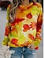 billige Hættetrøjer og sweatshirts til kvinder-Dame Sweatshirt bluse Aktiv Gade Trykt mønster Gul Blå Orange Blad Paisley Prikker Daglig Rund hals Langærmet