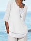 cheap Basic Women&#039;s Tops-Women&#039;s Shirt Blouse Plain Holiday Casual Beach Half Sleeve V Neck Blue