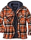 cheap Men&#039;s Downs &amp; Parkas-Men&#039;s Puffer Jacket Winter Jacket Quilted Jacket Shirt Jacket Winter Coat Warm Casual Plaid / Check Outerwear Clothing Apparel Yellow Red Dark Navy