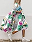 abordables Robes à motifs-Femme Floral Ruché Patchwork Col Rond Robe mi-longue Bohème du quotidien Manches 3/4 Eté Printemps