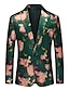 cheap Blazer&amp;Jacket-Men&#039;s Fashion Party Blazer Plus Size Regular Standard Fit Floral Single Breasted One-button Green 2024