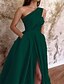 cheap Prom Dresses-Women‘s Prom Party Dress Swing Dress Emerald Green Dress Long Dress Maxi Dress Green Pink Sleeveless Pure Color Ruched Fall Spring One Shoulder Fashion Party Winter Dress Birthday 2023 S M L XL XXL