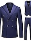 billiga Kostymer-svart mörkblå mörkgrå festkvällsbalkostymer för män 3-delad plus size pinstripe kostym skräddarsydd passform dubbelknäppt sex-knappar 2024