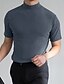 cheap Men&#039;s Casual T-shirts-Men&#039;s T shirt Tee Solid Color Stand Collar Gray White Black Street Holiday Short Sleeve Clothing Apparel Fashion Casual Comfortable / Summer / Spring / Summer