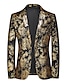Недорогие Блейзер и куртка-мужской блестящий блейзер для вечеринок, куртка с цветочным принтом, готическое пальто, дискотека 70-х годов, большие размеры, стандартный покрой, однобортный с принтом, на одной пуговице, черный,