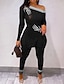 preiswerte Zweiteilige Anzüge für Damen-Damen Hemd Hosen-Sets Dunkelgrau Schwarz Weiß Porträt Bedruckt Langarm Casual Urlaub Aktiv Strassenmode Ein-Schulter