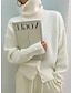 cheap Sweaters-Women&#039;s Pullover Sweater Jumper Turtleneck Crochet Knit Knit Button Knitted Fall Winter Cropped Daily Holiday Stylish Casual Long Sleeve Solid Color White S M L