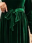 cheap Velvet Dresses-Women&#039;s Party Dress Velvet Dress Emerald Green Dress Long Dress Maxi Dress Black Wine Green Long Sleeve Pure Color Lace up Spring Fall Winter Round Neck Fashion Winter Dress Fall Dress Spring Dress
