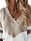 cheap Sweaters-Women&#039;s Pullover Sweater Jumper Pullover Jumper V Neck Knit Cotton Blend Knitted Fall Winter Daily Stylish Basic Casual Long Sleeve Color Block khaki Gray S M L