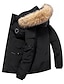 preiswerte Daunenjacken &amp; Parkas für Herren-Herren Daunenjacke puffer jacket Winterjacke Pelzkragen Arbeit Freizeitskleidung Lang Casual Brautkleider schlicht warm halten Winter Einfarbig Schwarz Weiß Rote Pufferjacke