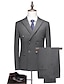 cheap Suits-Black Dark Blue Dark Gray Men&#039;s Party Evening Prom Suits 3 Piece Plus Size Pinstripe Suit Tailored Fit Double Breasted Six-buttons 2024
