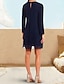 cheap Cocktail Dresses-A-Line Cocktail Party Dress Elegant Dress Prom Short / Mini Long Sleeve Jewel Neck Fall Wedding Guest Chiffon with Crystals Pure Color 2024