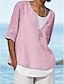 cheap Basic Women&#039;s Tops-Women&#039;s Shirt Blouse Plain Holiday Blue Half Sleeve Casual Beach V Neck