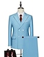 billiga Kostymer-svart blå bröllopsdräkter för män 2 delar enfärgad skräddarsydd passform dubbelknäppt sex-knappar 2024
