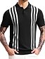 cheap Knit Polo Sweater-Men&#039;s Polo Sweater Knit Polo Striped Golf Shirt Black White Black Gray White gray Green White Short Sleeve Outdoor Street Knit Button-Down Tops Fashion Casual Breathable Comfortable