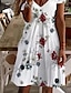 voordelige Jurken met print-dames casual jurk bloemenjurk midi-jurk wit korte mouw bloemenprint lente zomer v-hals basic dagelijks weekend zomerjurk 2023 s m l xl xxl 3xl